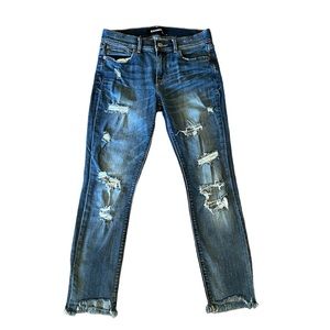 Express, Distressed Blue Jeans, Skinny Ankle, Mid Rise, Stretch, Size 4R/4R